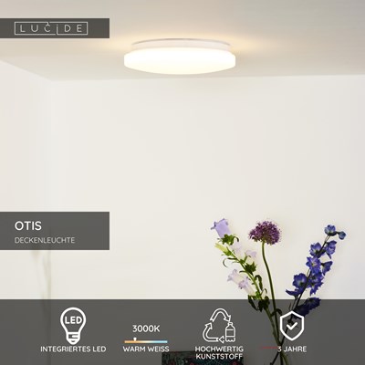 Lucide OTIS - Deckenleuchte - Ø 26 cm - LED - 1x14W 3000K - Opal